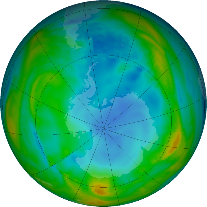 Antarctic ozone map for 07 July 1986
